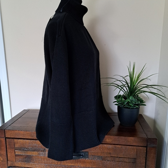 ❤️Gap Turtleneck Sweater Women's Small Black Split Hem Chunky Knit Ribbed … - Picture 7 of 15
